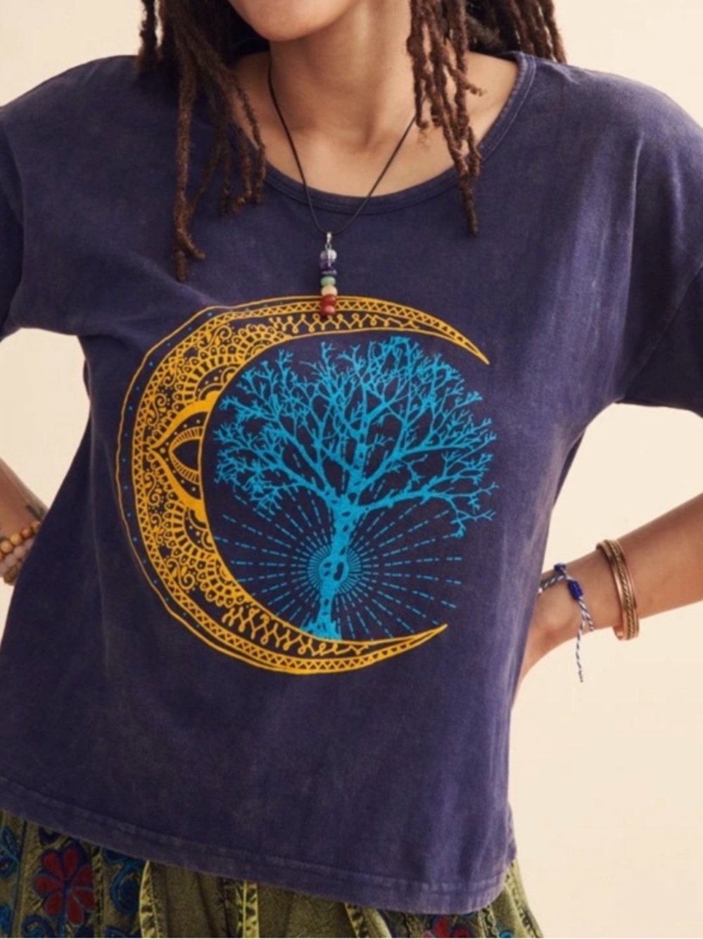 Earthbound Trading Company Moon Tree cropped t-shirt M